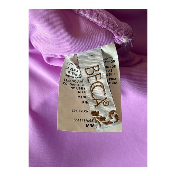 Becca Shirred v wire one piece swimsuit light purple size Medium M - Picture 5 of 7